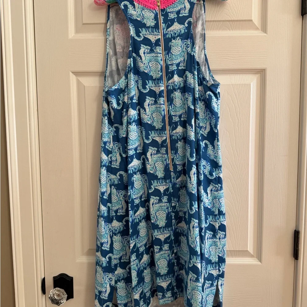 Lilly Pulitzer Pink and Blue sleeveless elephant print dress - Picture 6 of 7